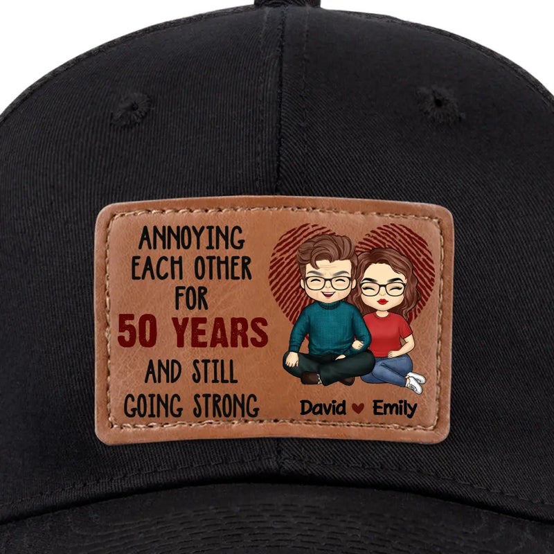 Custom Name Funny 50th Anniversary Gifts for Couples - Personalized Leather Patch Hat