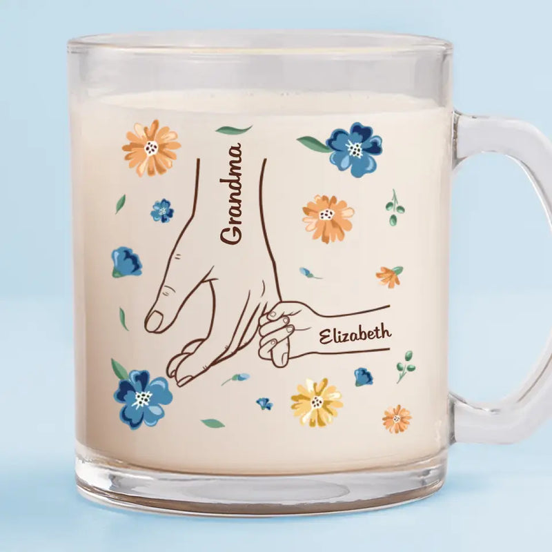 Custom Name Family Hands Gifts - Personalized Glass Mug