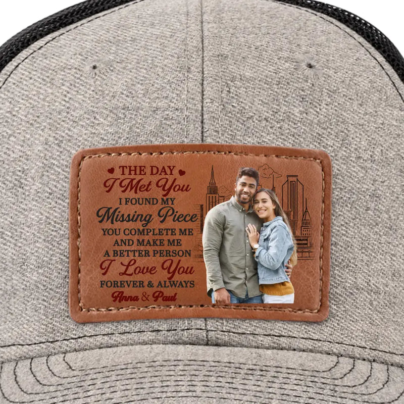 Custom Photo Romantic Couple Gifts - Personalized Leather Patch Hat