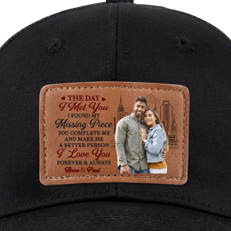 Custom Photo Romantic Couple Gifts - Personalized Leather Patch Hat