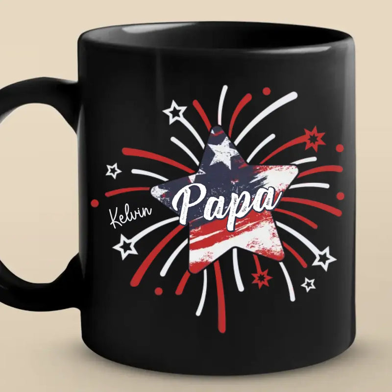 Custom Name Patriotic Papa Gifts - Personalized Mugs