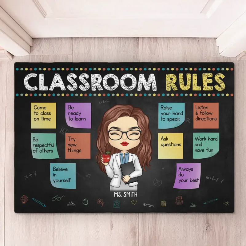 Custom Name Classroom Rules Teacher Gifts - Personalized Doormat