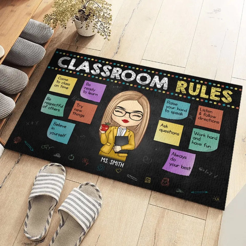 Custom Name Classroom Rules Teacher Gifts - Personalized Doormat