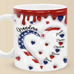 Custom Name Patriotic Heart Gifts for Grandma - Personalized Mugs