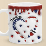 Custom Name Patriotic Heart Gifts for Grandma - Personalized Mugs