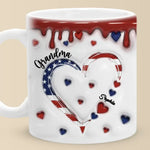 Custom Name Patriotic Heart Gifts for Grandma - Personalized Mugs
