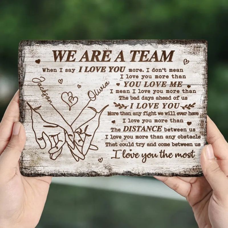 Custom Name We Are a Team Couple Gifts - Personalized Stone With Stand