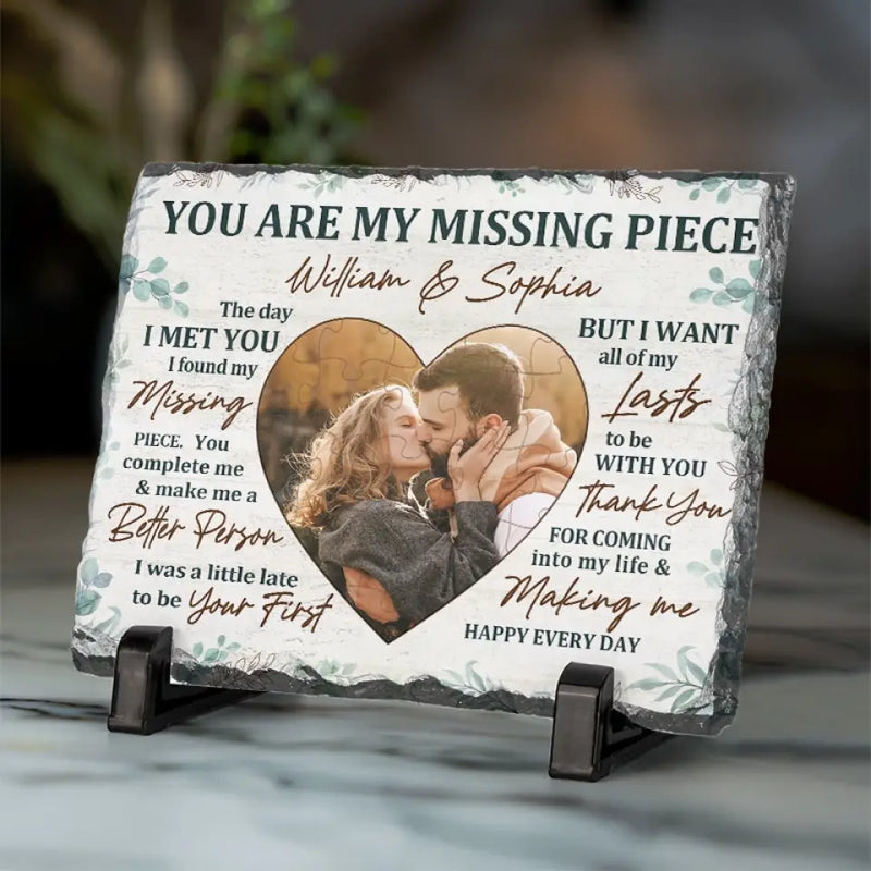 Custom Photo I Want All Of My Lasts To Be With You - Couple Personalized Custom Rectangle Shaped Stone With Stand - Gift For Husband Wife, Anniversary