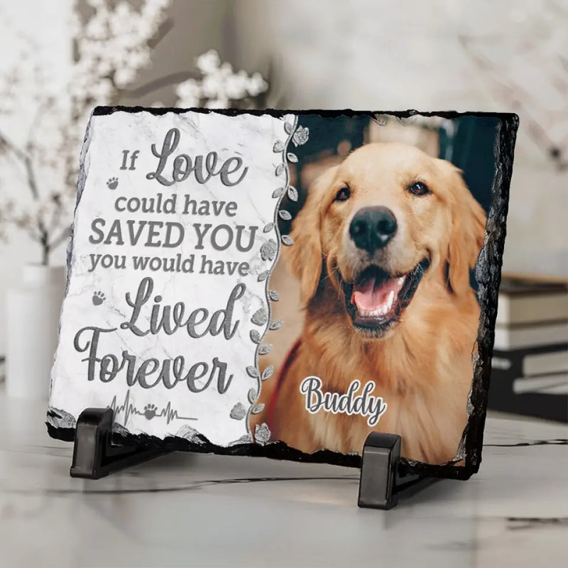 Custom Pet Photo Memorial Dog Tribute - Personalized Stone With Stand