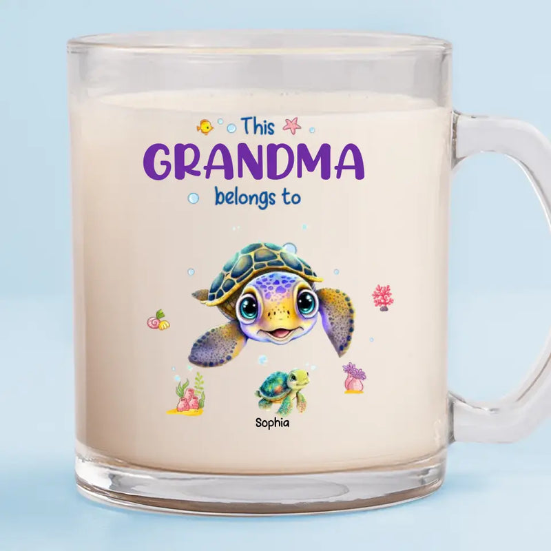 Custom Name Sea Turtle Gifts for Grandma - Personalized Glass Mug