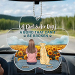 Custom Name Girl and Her Dog Gifts - Personalized Car Ornament