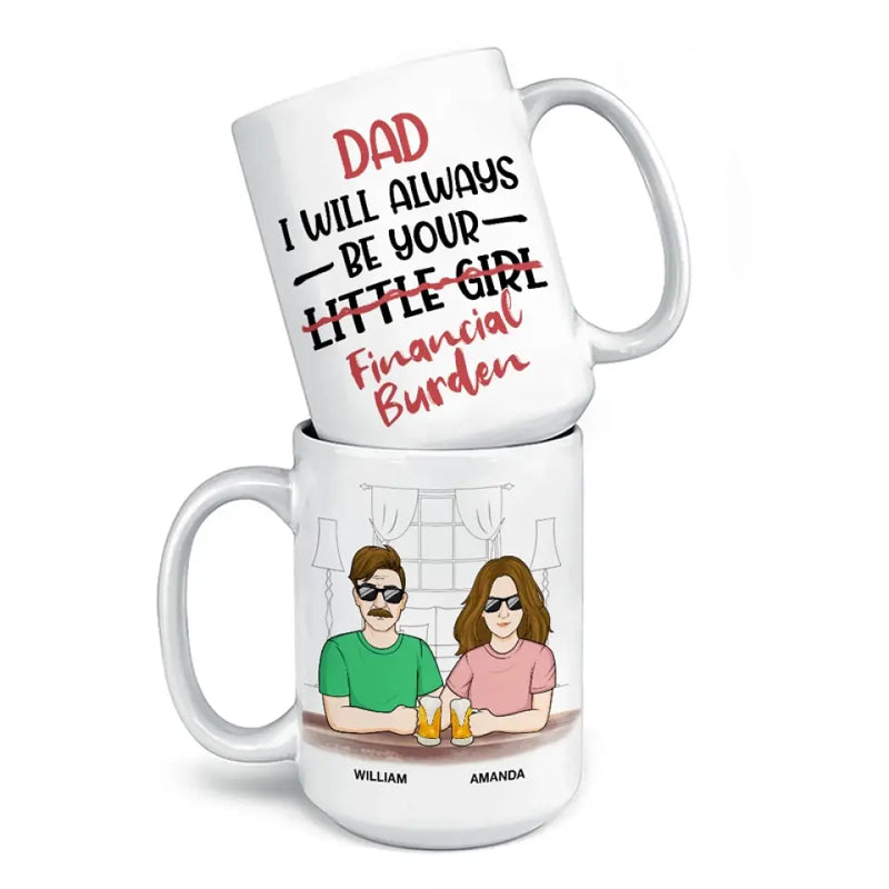 Custom Name Funny Father Daughter Gifts - Personalized Mugs