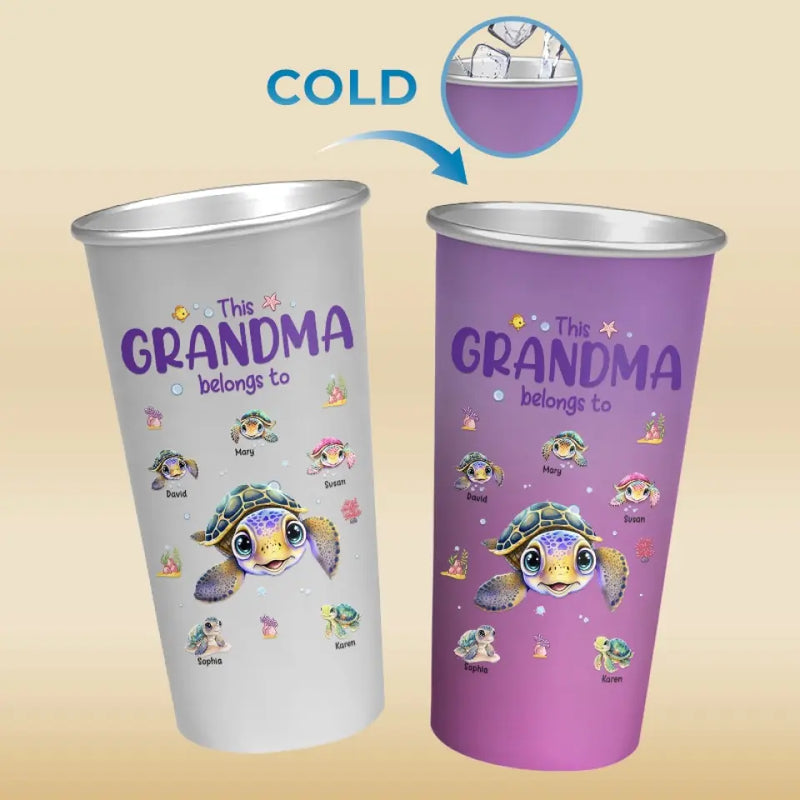 Custom Name Sea Turtle Gifts for Grandma - Personalized Aluminum Changing Color Cup