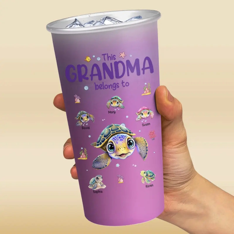 Custom Name Sea Turtle Gifts for Grandma - Personalized Aluminum Changing Color Cup