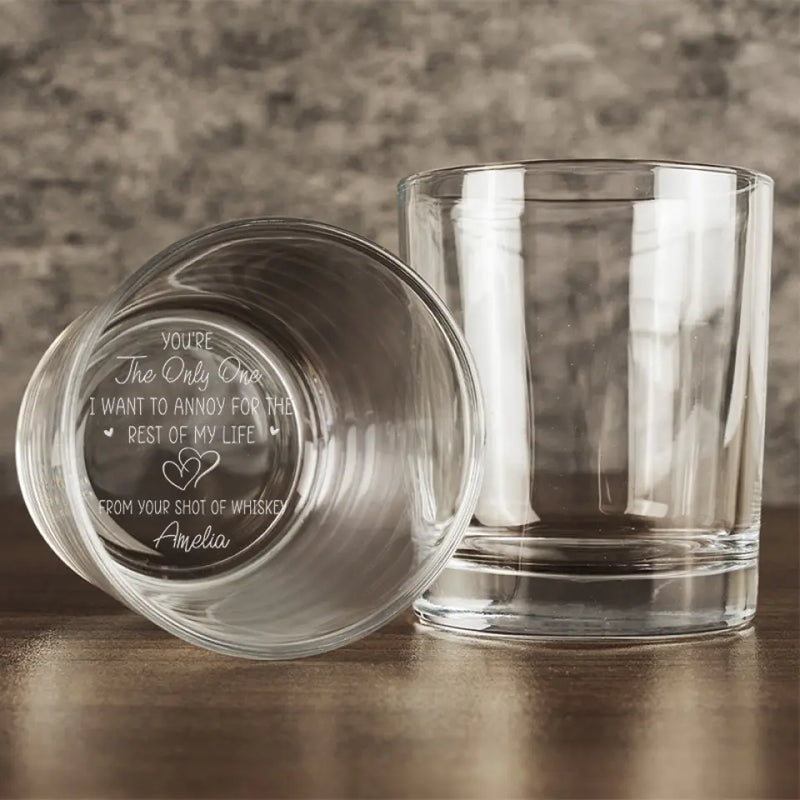 I'm Yours No Returns Or Refunds - Couple Personalized Custom Whiskey Glass - Gift For Husband Wife, Anniversary
