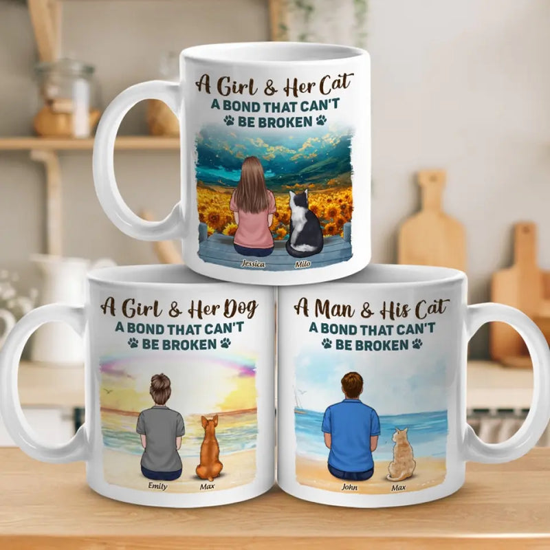 Custom Name Girl and Dog Bond Gifts for Dog Lovers - Personalized Mugs