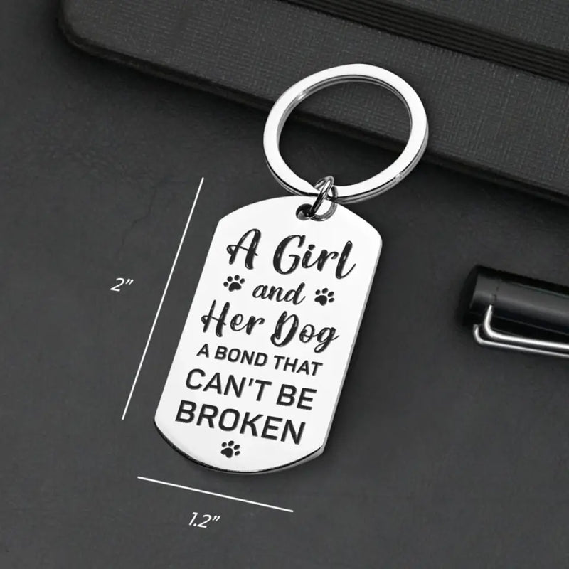 Custom Name Girl and Dog Bond Gifts - Personalized Keychain
