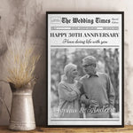 Custom Photo 30th Anniversary Newspaper Gifts for Couples - Personalized Poster