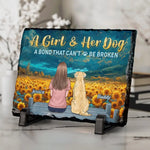 Custom Name Girl and Her Dog Gifts for Dog Lovers - Personalized Stone With Stand