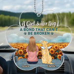 Custom Name Girl and Her Dog Gifts - Personalized Car Ornament