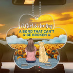 Custom Name Girl and Her Dog Gifts - Personalized Car Ornament