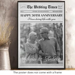 Custom Photo 30th Anniversary Newspaper Gifts for Couples - Personalized Poster