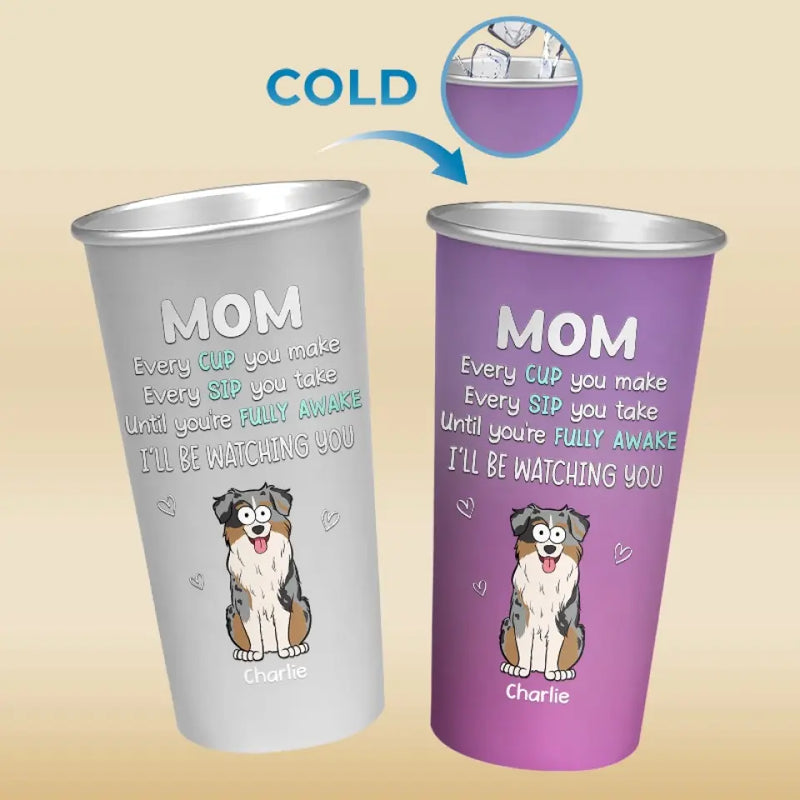 Custom Dog Mom Gifts With Pet Name - Personalized Aluminum Changing Color Cup