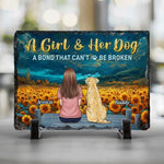 Custom Name Girl and Her Dog Gifts for Dog Lovers - Personalized Stone With Stand
