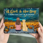 Custom Name Girl and Her Dog Gifts for Dog Lovers - Personalized Stone With Stand
