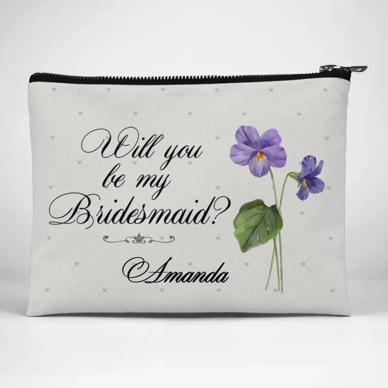 Custom Name Bridesmaid Proposal Gifts - Personalized Cosmetic Bag