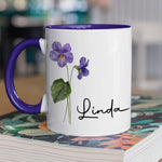 Custom Name Violet Flower Gifts - Personalized Accent Mugs