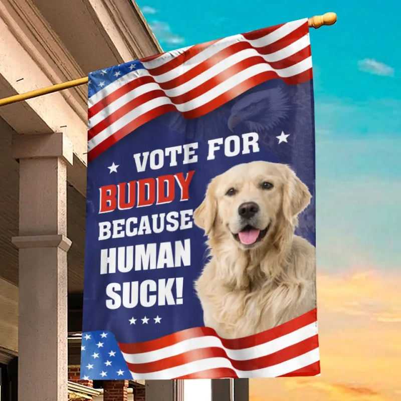 Funny Golden Retriever Vote for Buddy Gifts - Flag