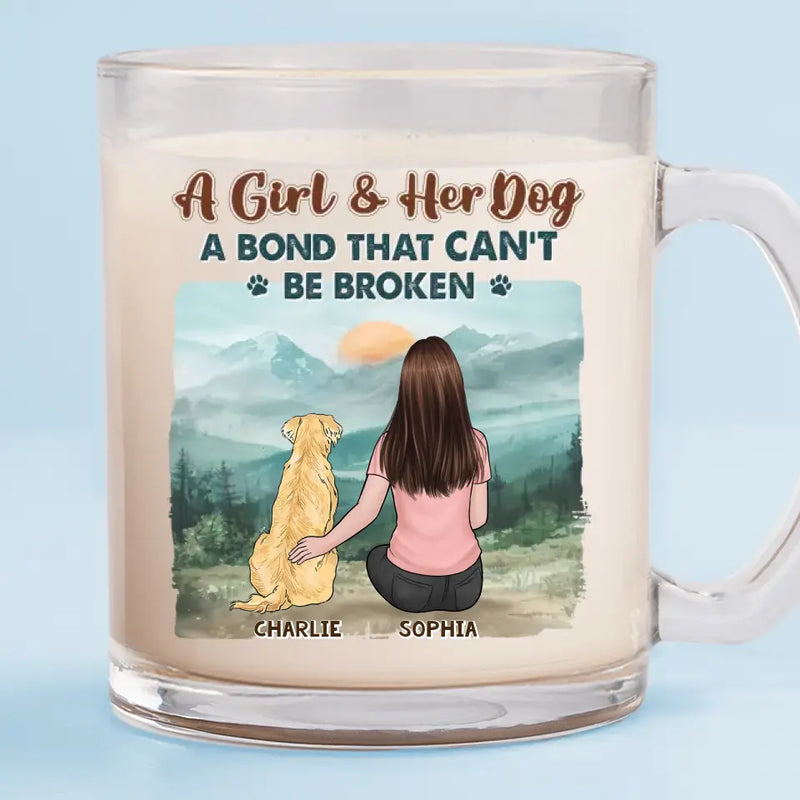 Custom Name Girl and Dog Gifts - Personalized Glass Mug