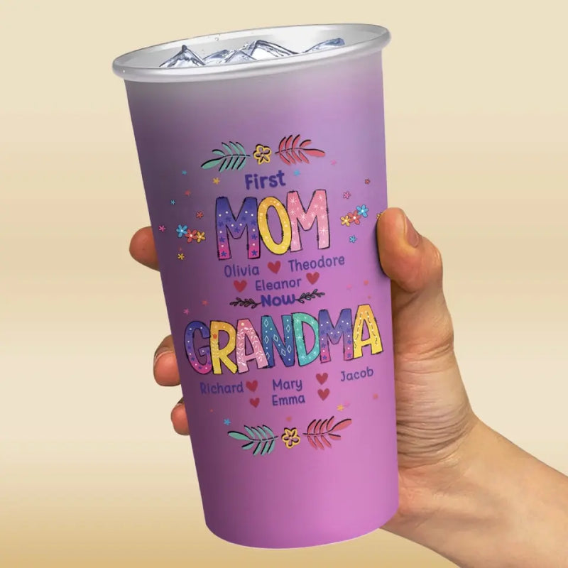 Custom Name First Mom Now Grandma Gifts - Personalized Aluminum Changing Color Cup