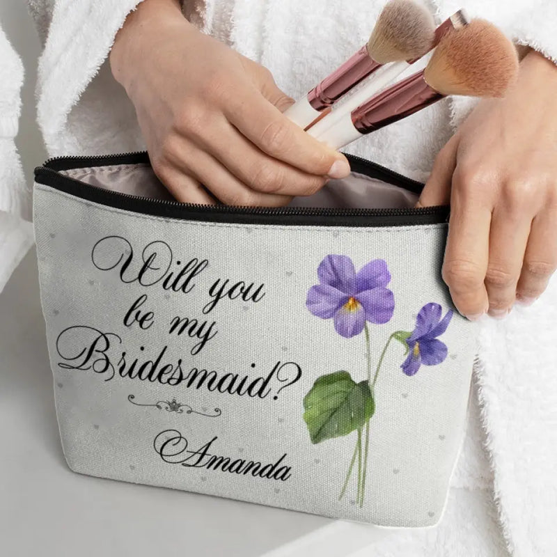 Custom Name Bridesmaid Proposal Gifts - Personalized Cosmetic Bag
