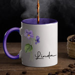 Custom Name Violet Flower Gifts - Personalized Accent Mugs