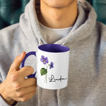 Custom Name Violet Flower Gifts - Personalized Accent Mugs