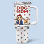 Custom Name Dog Mom Gifts for Dog Lovers - Personalized 40 Oz Tumbler With Handle