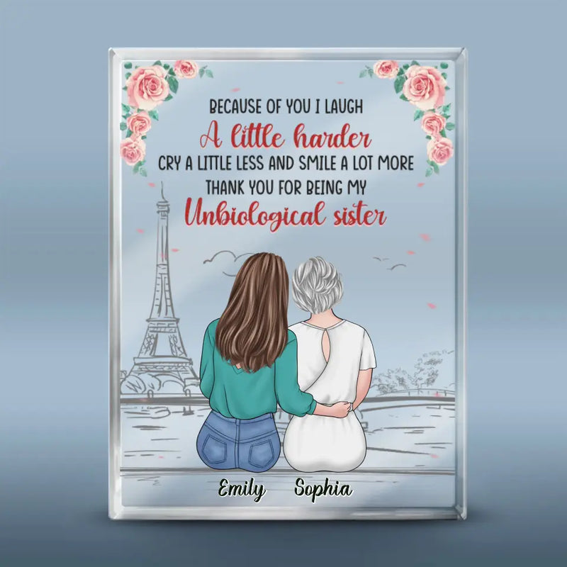 Custom Name Unbiological Sister Gifts - Personalized Shaped Acrylic Plaque
