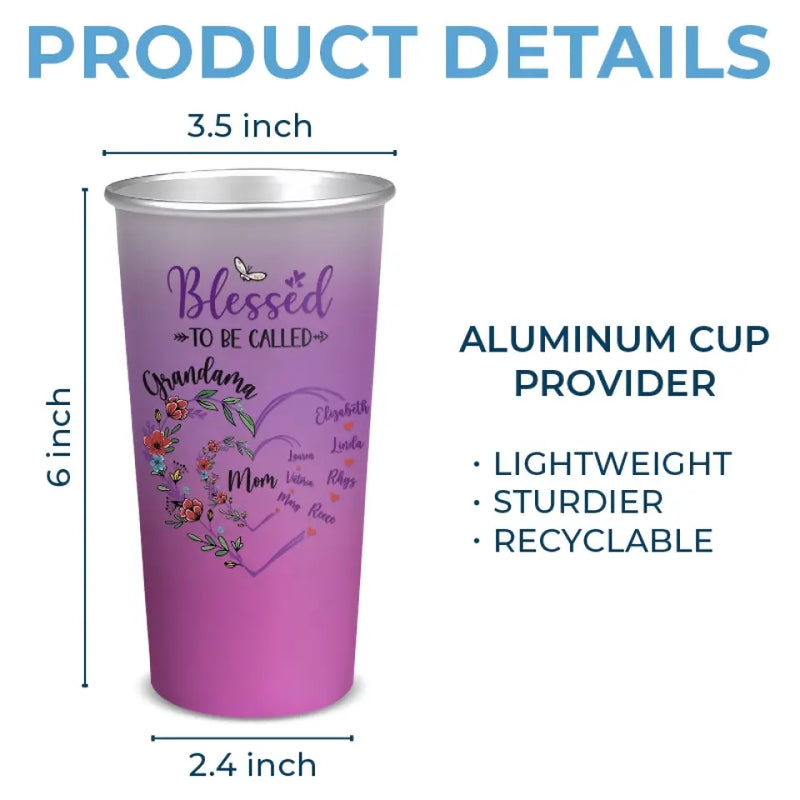 Custom Name Grandma Gifts - Personalized Aluminum Changing Color Cup