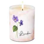 Custom Name Violet Flower Gift - Personalized Scented Candle