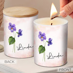 Custom Name Violet Flower Gift - Personalized Scented Candle