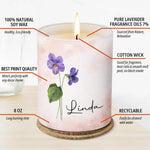 Custom Name Violet Flower Gift - Personalized Scented Candle