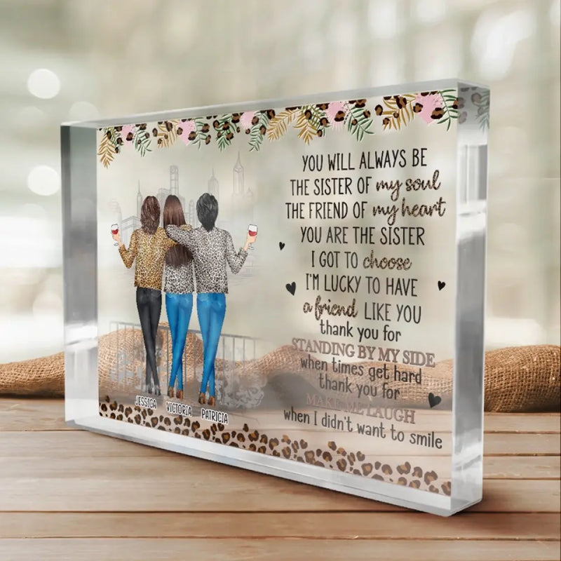 Custom Name Sister Friendship Gifts for Women - Personalized Shaped Acrylic Plaque