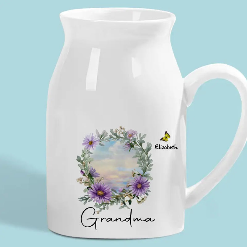 Custom Name Floral Grandma Gifts - Personalized Flower Vase