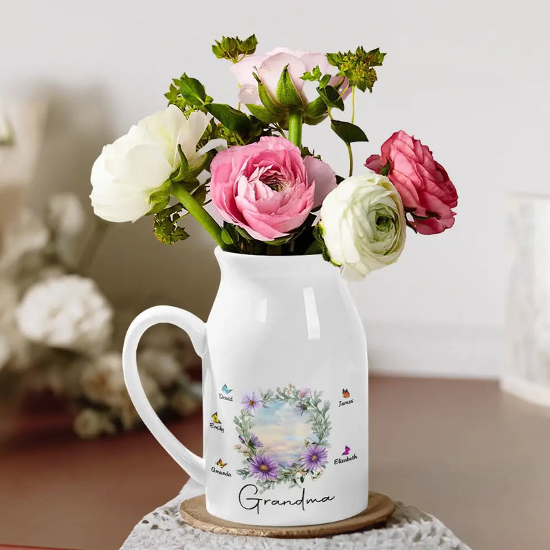 Custom Name Floral Grandma Gifts - Personalized Flower Vase