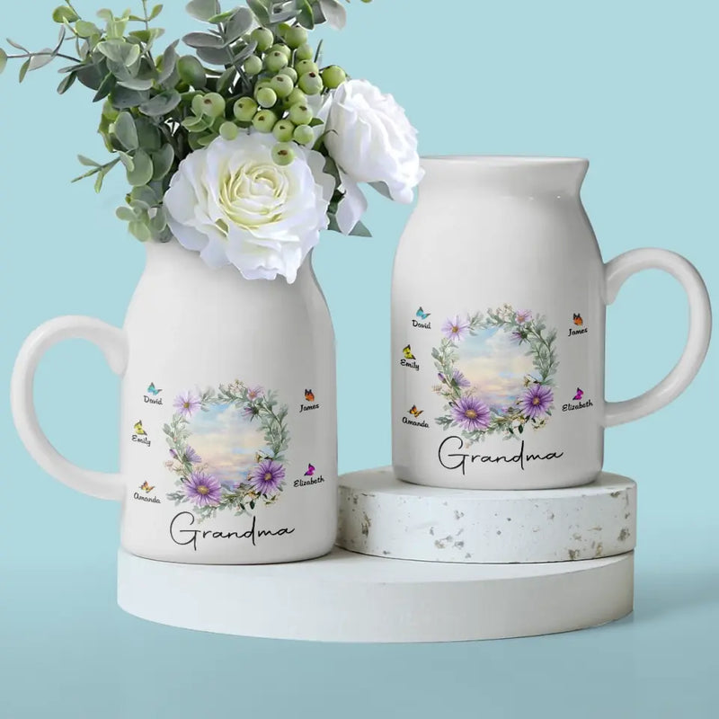 Custom Name Floral Grandma Gifts - Personalized Flower Vase