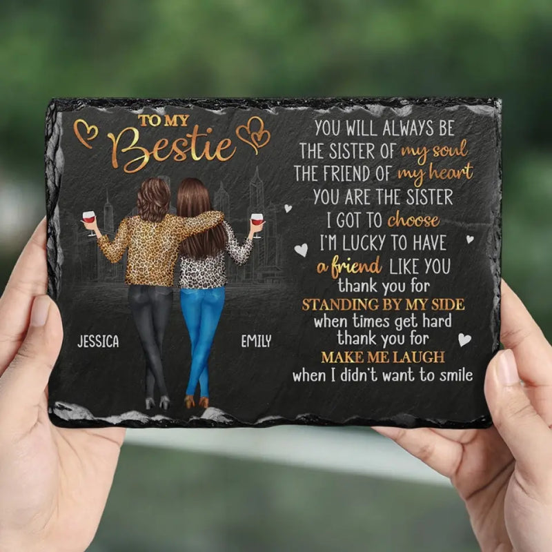 Custom Name Bestie Sister Gifts for Women - Personalized Stone With Stand