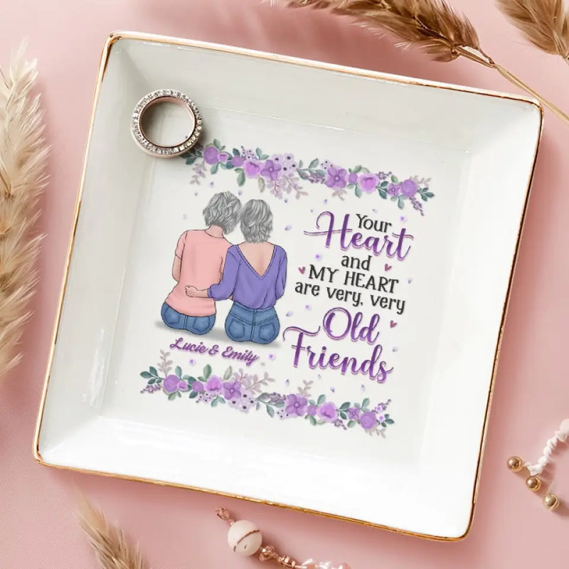 Custom Name Old Friends Gifts for Women - Personalized Jewelry Dish