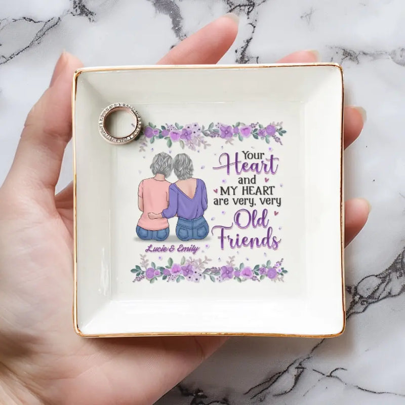 Custom Name Old Friends Gifts for Women - Personalized Jewelry Dish